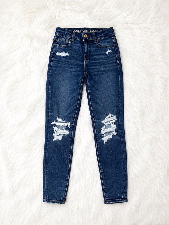 American Eagle Outfitters Denim - American Eagle High Rise Jegging Jeans Size 00 Dark Wash Distressed Stretch